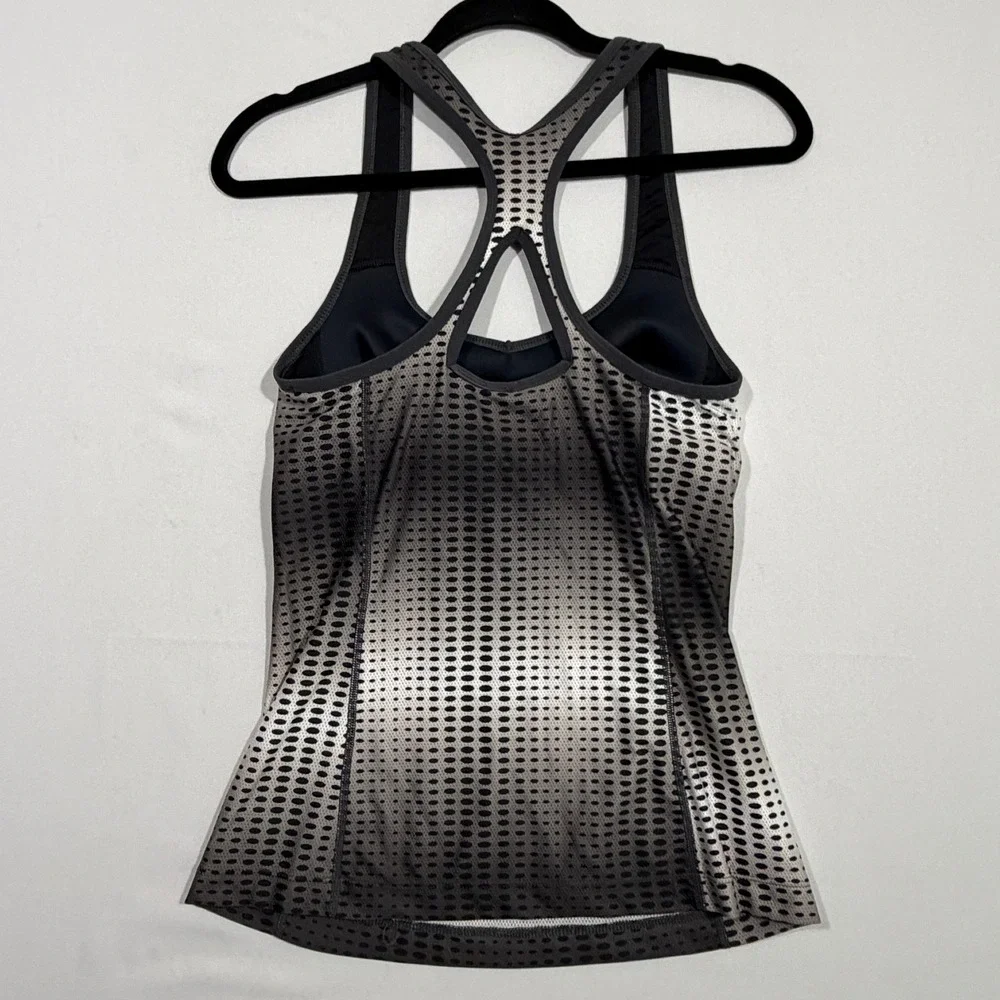Nike Tank Top Dri-FIT Built-in Bra Gradient Dot Black Gray Women Size M 485025